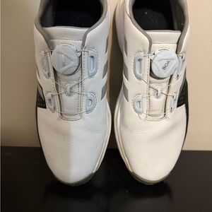 adidas White and Gray Men's BOA Athletic Golf Shoes